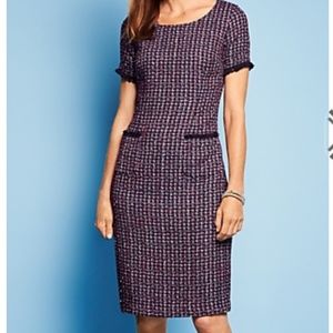 Talbots tweed fringe shift dress